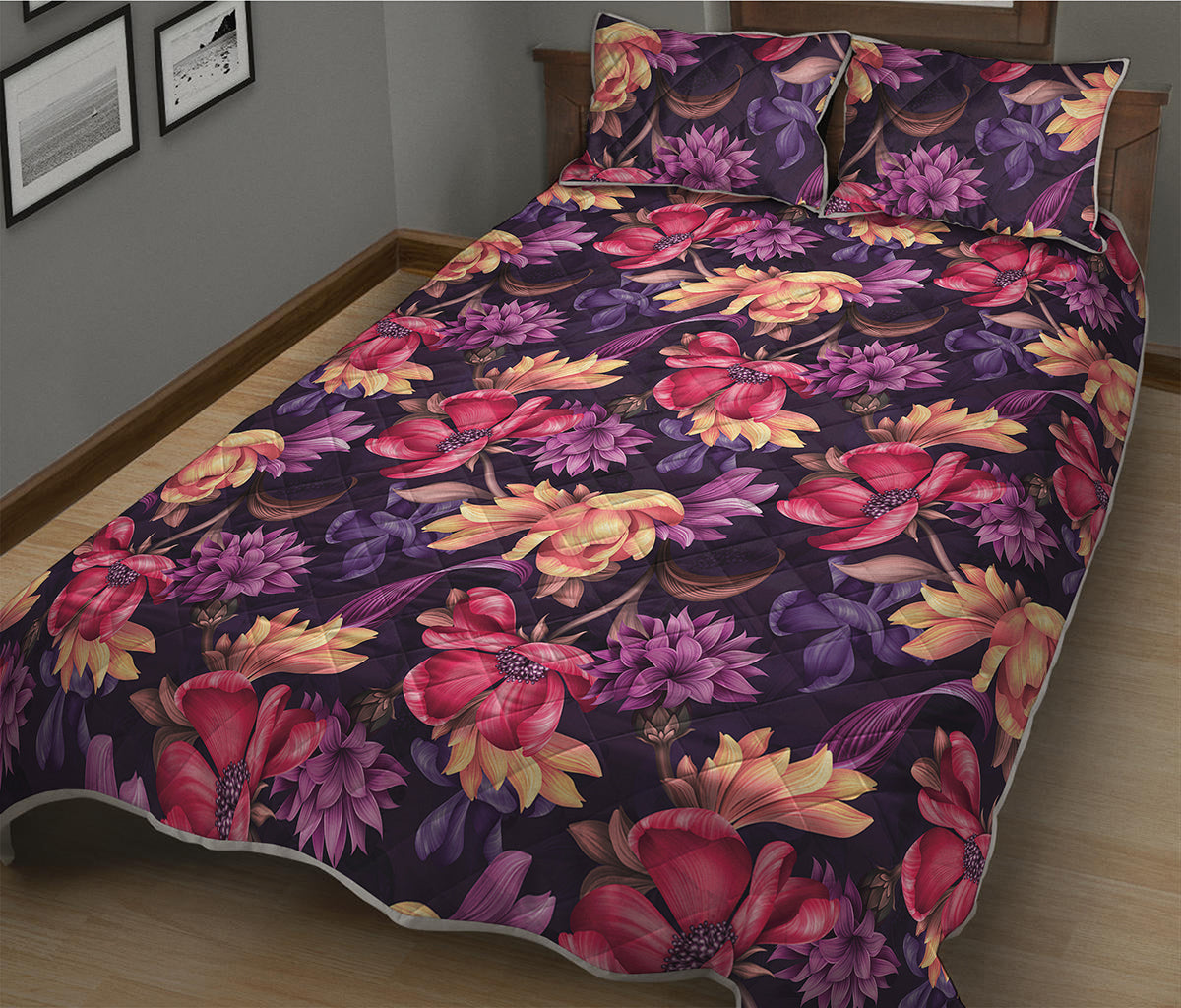 Wild Flower Print Quilt Bed Set