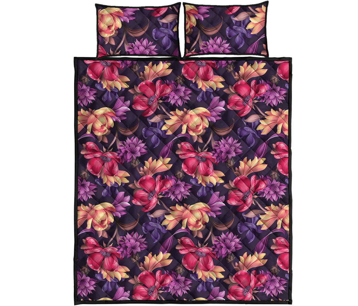 Wild Flower Print Quilt Bed Set