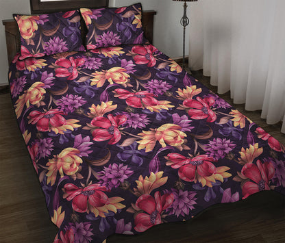 Wild Flower Print Quilt Bed Set