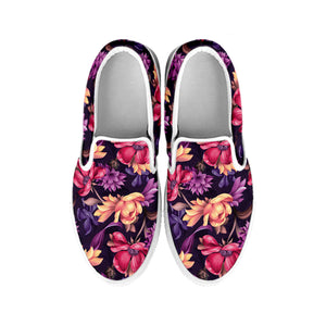 Wild Flower Print White Slip On Shoes