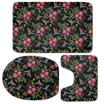 Wild Flowers And Hummingbird Print 3 Piece Bath Mat Set