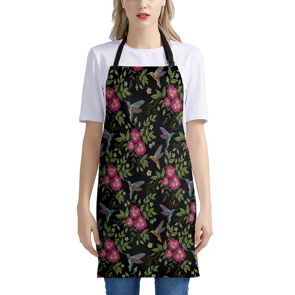 Wild Flowers And Hummingbird Print Apron