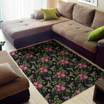 Wild Flowers And Hummingbird Print Area Rug