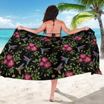 Wild Flowers And Hummingbird Print Beach Sarong Wrap