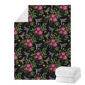 Wild Flowers And Hummingbird Print Blanket