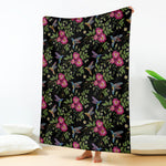 Wild Flowers And Hummingbird Print Blanket