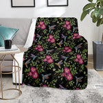 Wild Flowers And Hummingbird Print Blanket