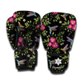 Wild Flowers And Hummingbird Print Boxing Gloves