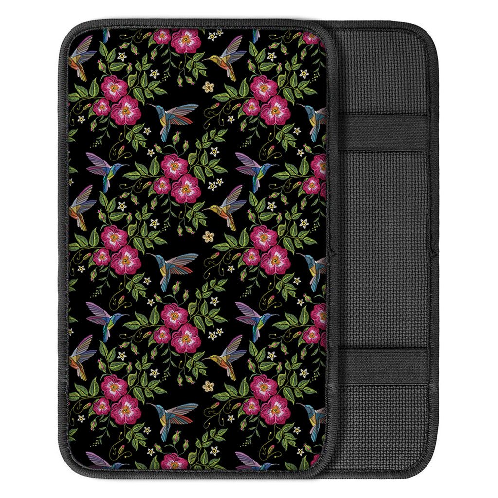 Wild Flowers And Hummingbird Print Car Center Console Cover
