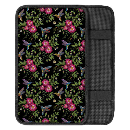 Wild Flowers And Hummingbird Print Car Center Console Cover