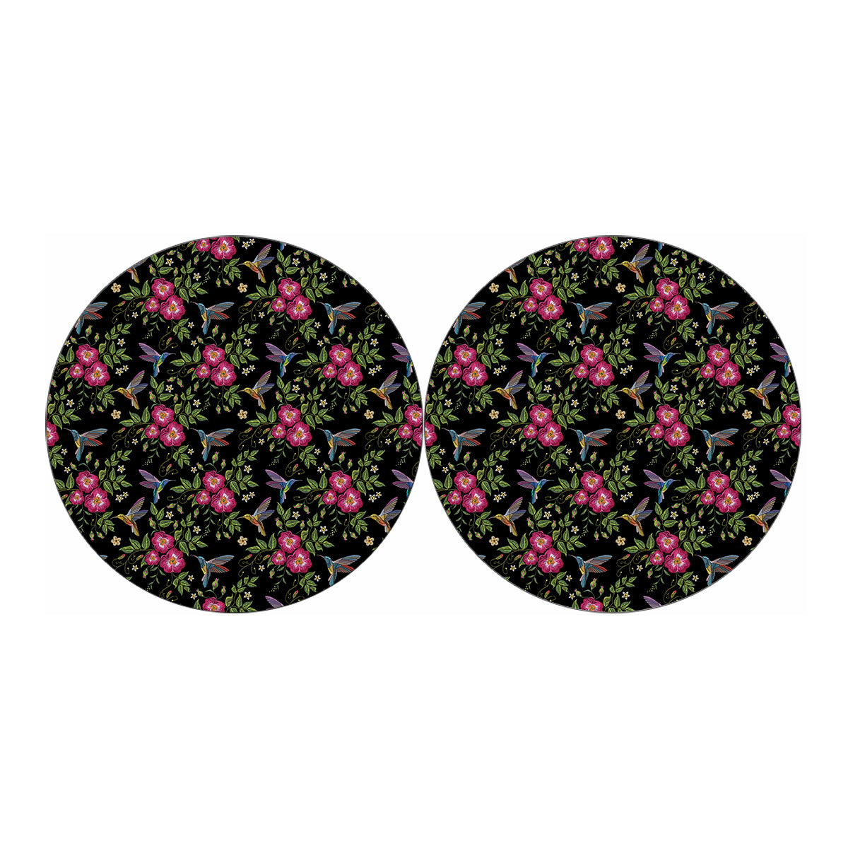 Wild Flowers And Hummingbird Print Car Coasters