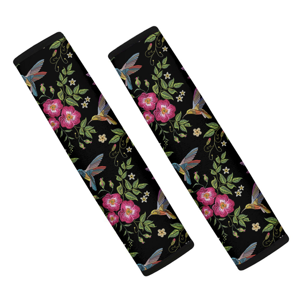 Wild Flowers And Hummingbird Print Car Seat Belt Covers