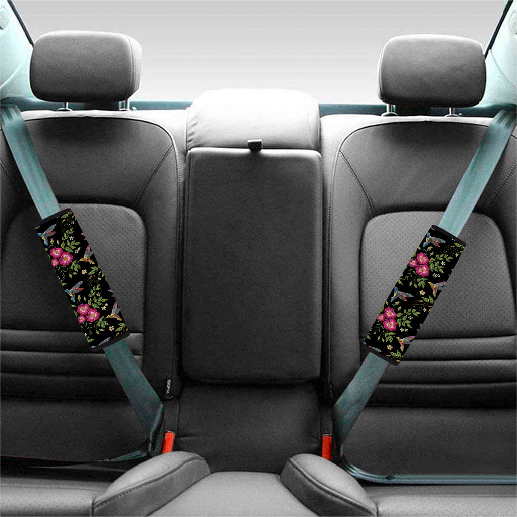 Wild Flowers And Hummingbird Print Car Seat Belt Covers