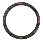 Wild Flowers And Hummingbird Print Car Steering Wheel Cover
