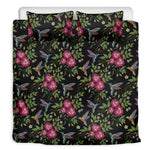 Wild Flowers And Hummingbird Print Duvet Cover Bedding Set
