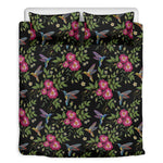 Wild Flowers And Hummingbird Print Duvet Cover Bedding Set