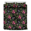 Wild Flowers And Hummingbird Print Duvet Cover Bedding Set