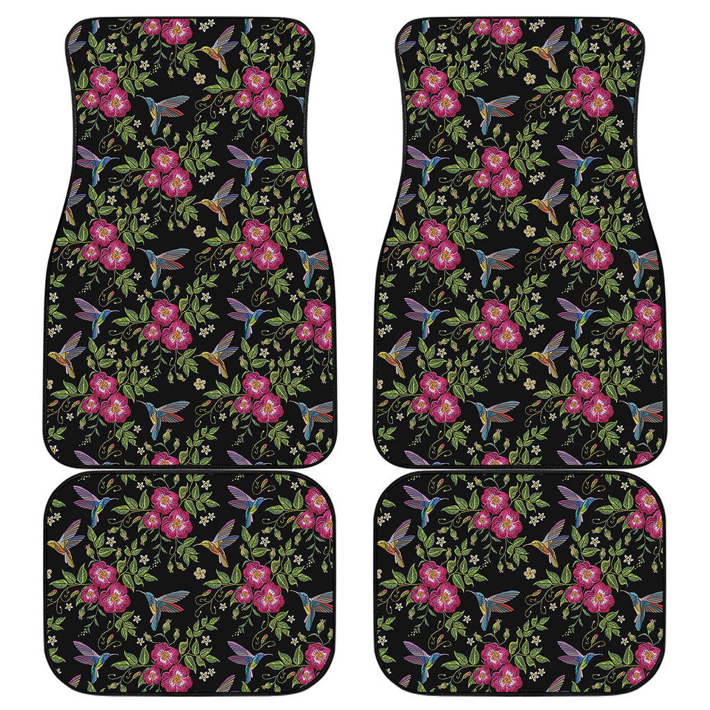 Wild Flowers And Hummingbird Print Front and Back Car Floor Mats
