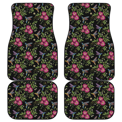 Wild Flowers And Hummingbird Print Front and Back Car Floor Mats