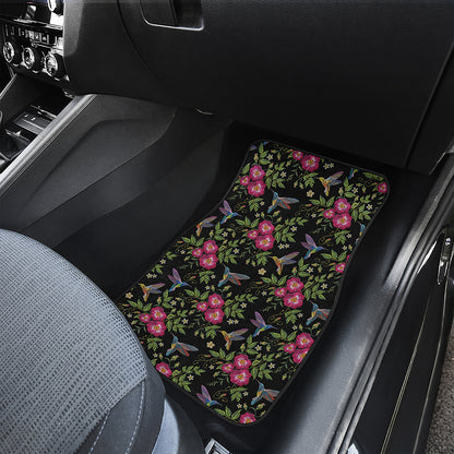 Wild Flowers And Hummingbird Print Front and Back Car Floor Mats