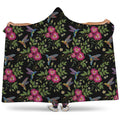 Wild Flowers And Hummingbird Print Hooded Blanket
