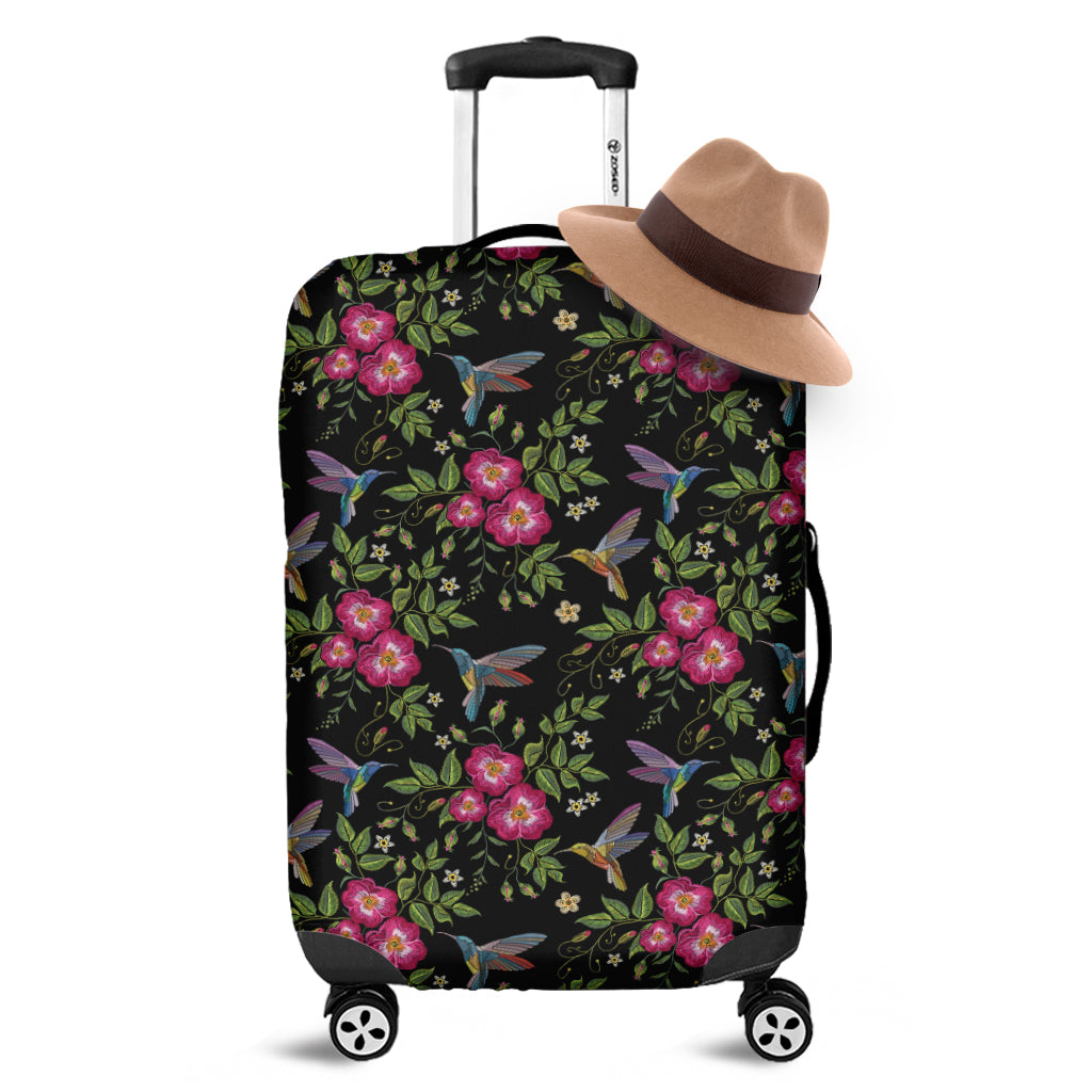 Wild Flowers And Hummingbird Print Luggage Cover