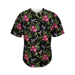 Wild Flowers And Hummingbird Print Men's Baseball Jersey