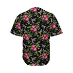 Wild Flowers And Hummingbird Print Men's Baseball Jersey