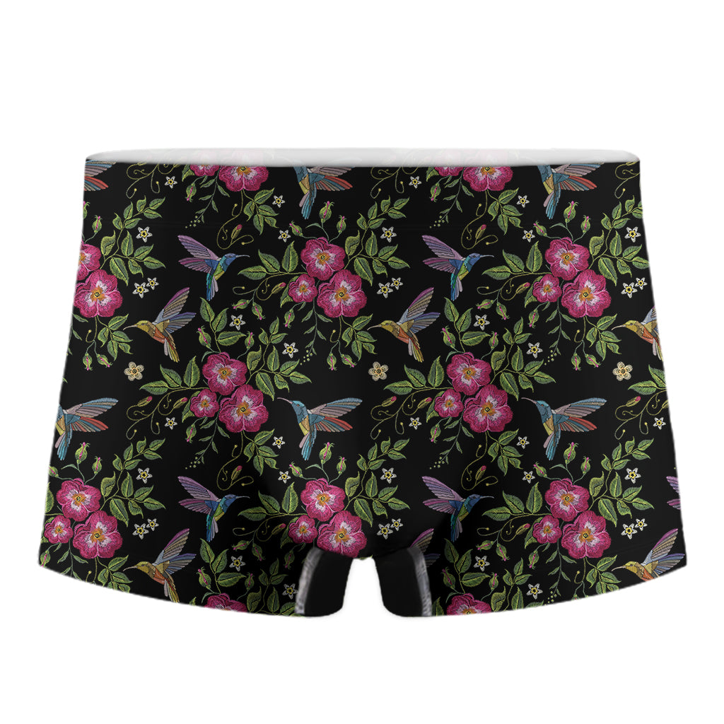 Wild Flowers And Hummingbird Print Men's Boxer Briefs