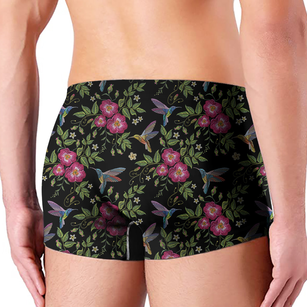 Wild Flowers And Hummingbird Print Men's Boxer Briefs