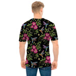 Wild Flowers And Hummingbird Print Men's T-Shirt