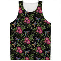 Wild Flowers And Hummingbird Print Men's Tank Top