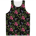 Wild Flowers And Hummingbird Print Men's Tank Top