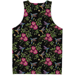 Wild Flowers And Hummingbird Print Men's Tank Top