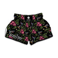 Wild Flowers And Hummingbird Print Muay Thai Boxing Shorts