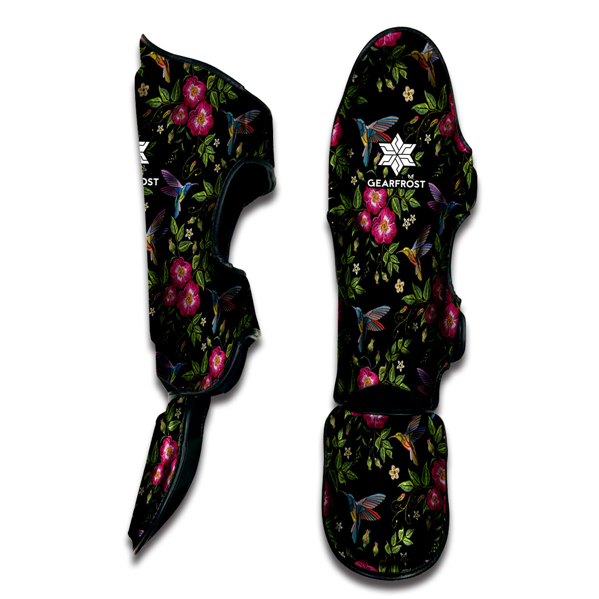 Wild Flowers And Hummingbird Print Muay Thai Shin Guard