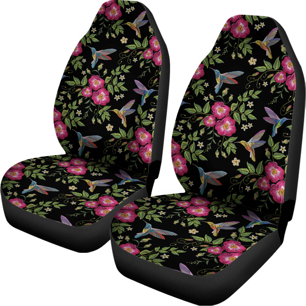 Wild Flowers And Hummingbird Print Universal Fit Car Seat Covers