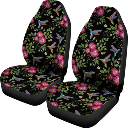 Wild Flowers And Hummingbird Print Universal Fit Car Seat Covers
