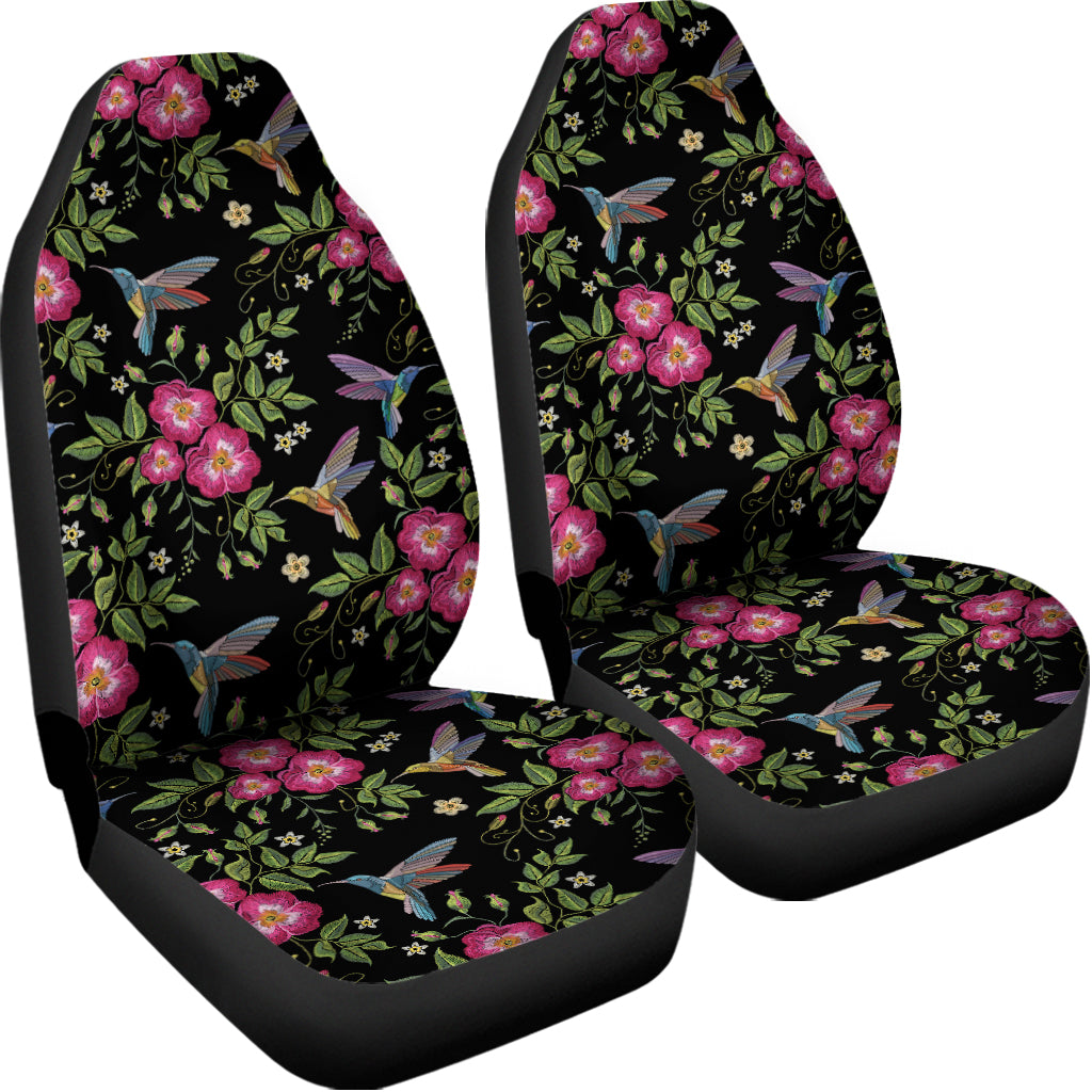 Wild Flowers And Hummingbird Print Universal Fit Car Seat Covers