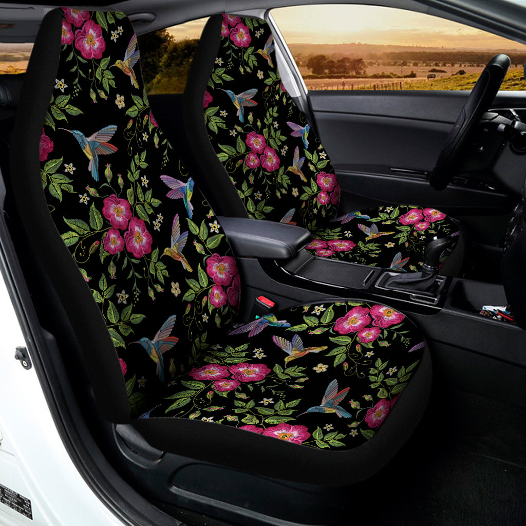 Wild Flowers And Hummingbird Print Universal Fit Car Seat Covers