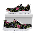 Wild Flowers And Hummingbird Print White Running Shoes
