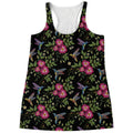 Wild Flowers And Hummingbird Print Women's Racerback Tank Top