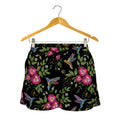 Wild Flowers And Hummingbird Print Women's Shorts