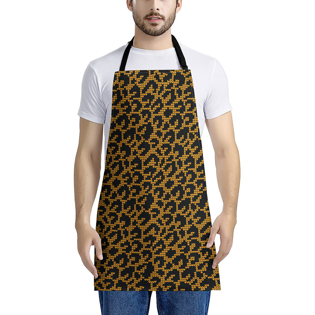 Wild Leopard Knitted Pattern Print Apron