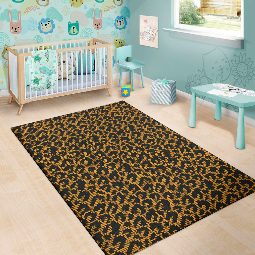 Wild Leopard Knitted Pattern Print Area Rug