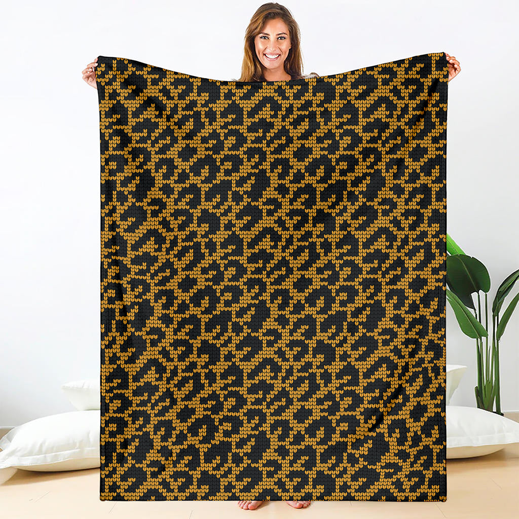 Wild Leopard Knitted Pattern Print Blanket