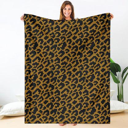 Wild Leopard Knitted Pattern Print Blanket