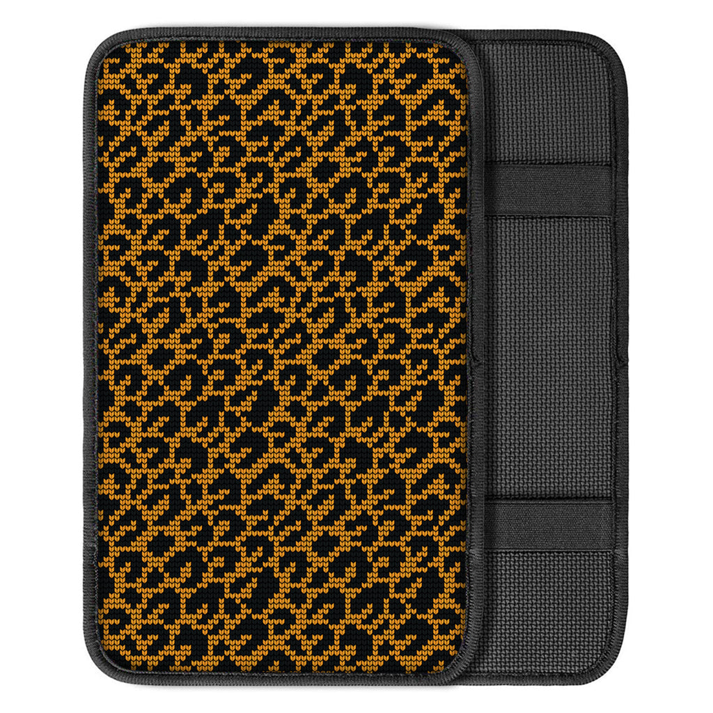 Wild Leopard Knitted Pattern Print Car Center Console Cover