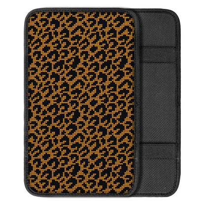 Wild Leopard Knitted Pattern Print Car Center Console Cover