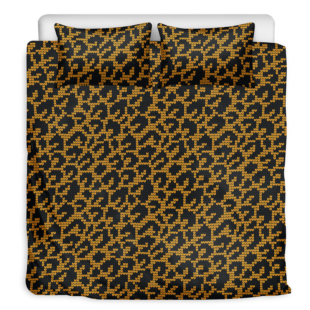 Wild Leopard Knitted Pattern Print Duvet Cover Bedding Set